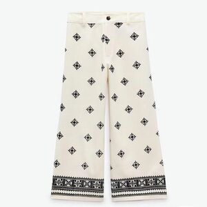 Zara embroidered wide leg pants size Medium